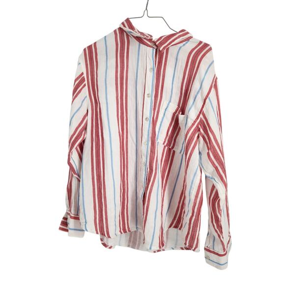 Maurices Vertical Striped Long Sleeve Button Down Cotton Top Womens Size Large L - Picture 1 of 4